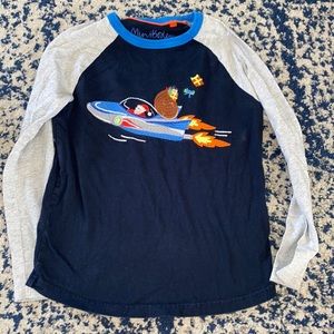 Mini boden long sleeve 7-8 santa embroidered shirt guc